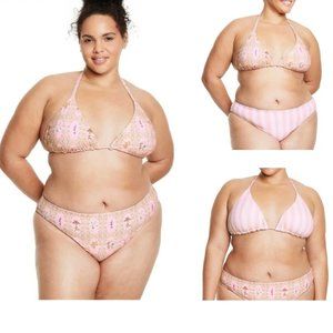 Agua Bendita x Target Plus Dainty Floral & Stripe Print Reversible Bikini 3X NWT
